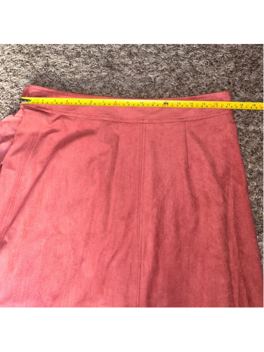 Women's Maeve Marston Ruffle Wrap Asymmetrical Faux Suede Skirt Size 14 Pink - Picture 6 of 6